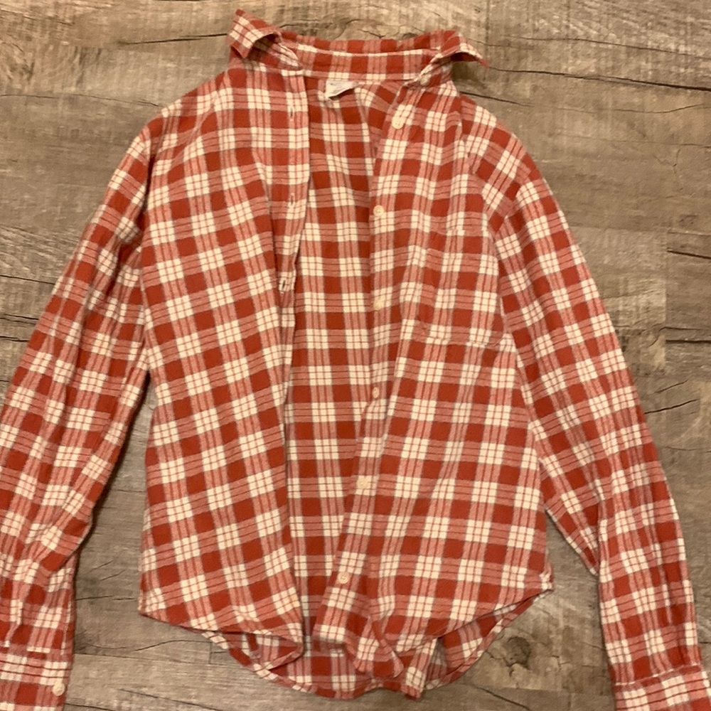 100% cotton red and white striped cardigan button up-womens XS